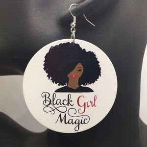 Black Girl Magic  African Afro Wooden Earrings